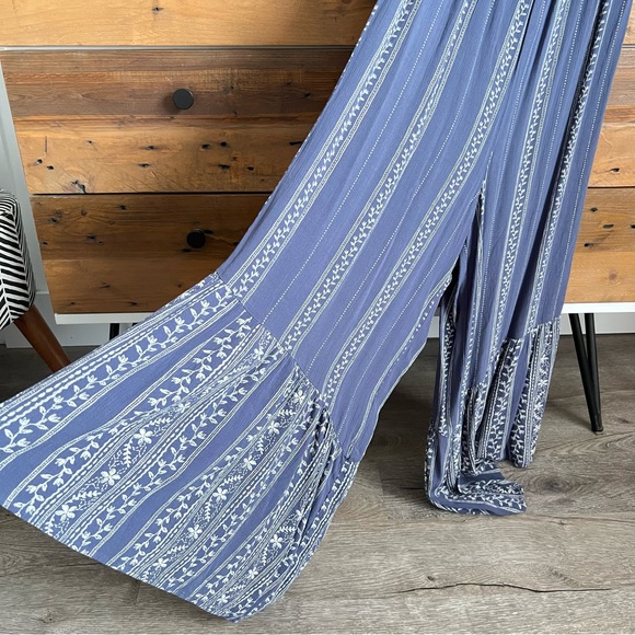 American Eagle Blue Strapless Wide Leg Jumpsuit - Picture 4 of 5